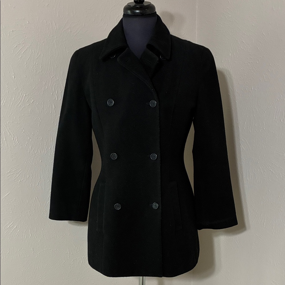 J. Crew classic black wool pea coat
